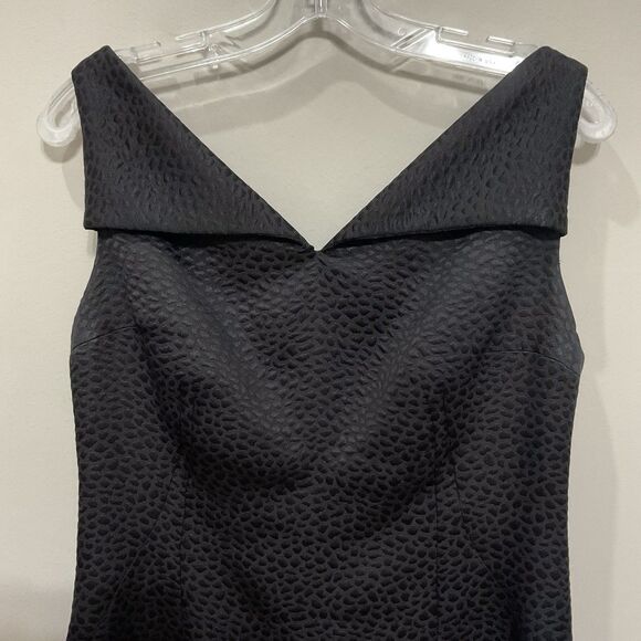 Peter Hidalgo Textured Back V-Neck Shift Dress Black Sz 12 Sleeveless - Picture 2 of 4